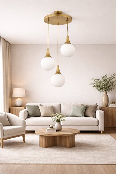 luminza tasarım 3'lü Eskitme Huni Avize, Kahverengi, Modern ve Şık Tasarım