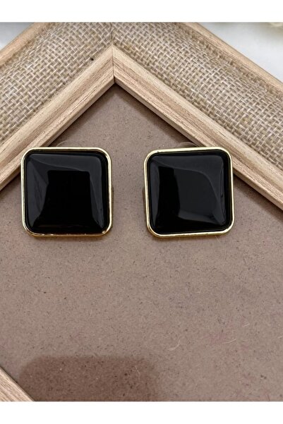 Lunarie أقراط Xuping Vintage Square بتصميم مربع بنمط السلحفاة - أقراط VIP سود...
