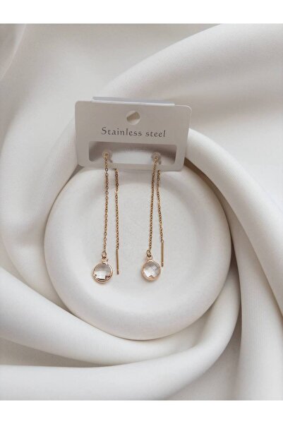 Minne Jewelry-Accessory Zincir Sallantılı Küpe Çelik - Boncuklu Detaylı Salla...