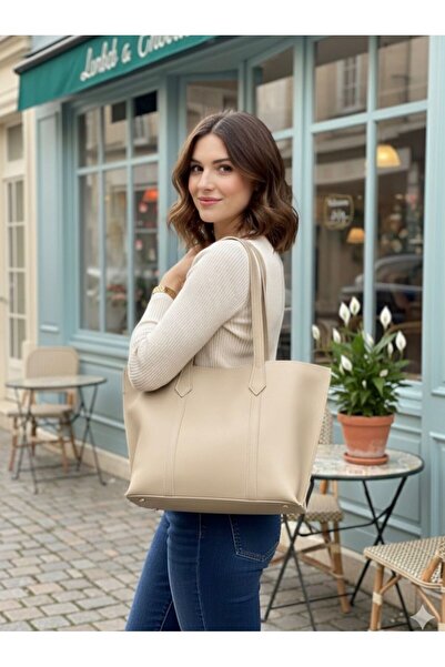 bag حقيبة كتف نسائية كبيرة الحجم مكونة من 3 أقسام