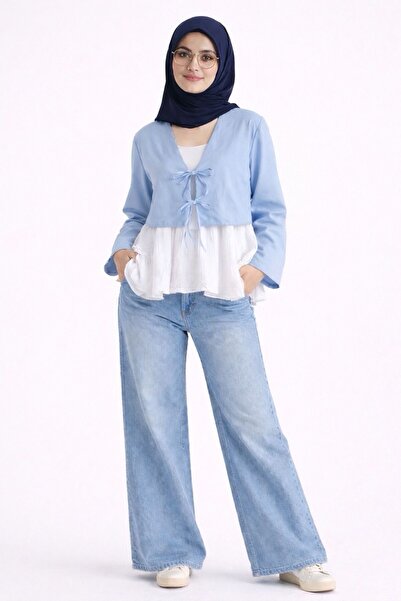 CNG MODA Κοντό πουκάμισο κιμονό με κορδόνια στο μπροστινό μέρος