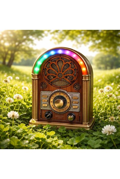 KAMSELL Everton RT-752 Nostaljik Radyo Bluetooth USB TF Destekli RGB Işıklı Ş...