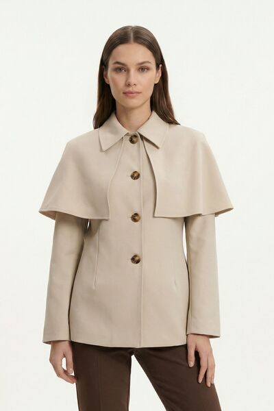 Rays Stone Cape Detail Buttoned Jacket 7687
