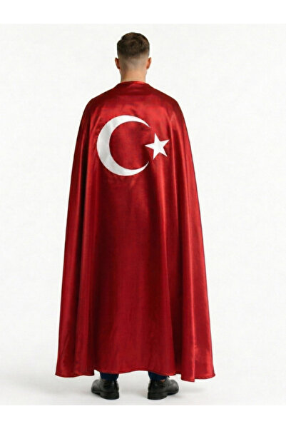 Erlina Yetişkin Unisex Ay Yıldızlı Saten Pelerin, 2026 Dünya Kupası Ay Yıldız...