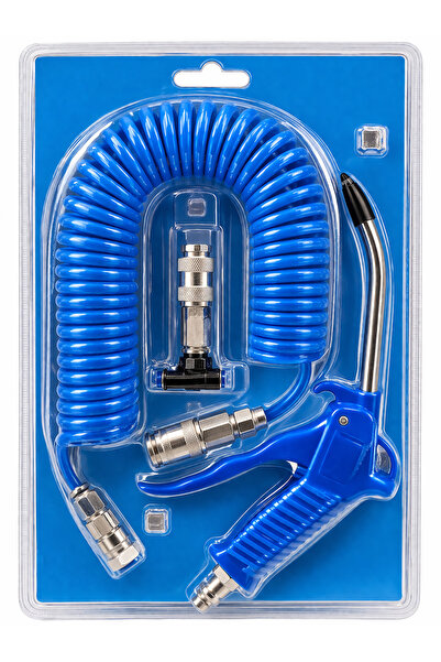 Erhan Πιστόλι αέρος με σπιράλ σωλήνα 5 μέτρων, ταχυσύνδεσμο 1/4 ", επαγγελματ...