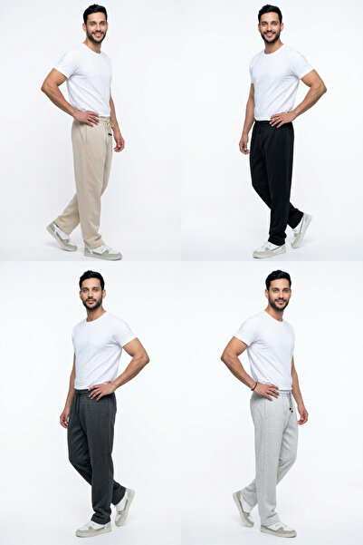 EydaMoon Ανδρικό παντελόνι με φαρδιά γραμμή, ελαστική μέση, ύφασμα πικέ, άνετ...