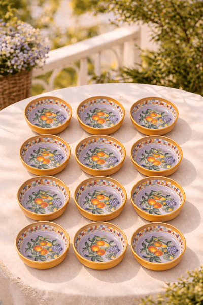 Sarkap Home 10 cm Çap, 3.2 cm Yükseklik 12'li Lemon Design Dondurmalık ve Çer...