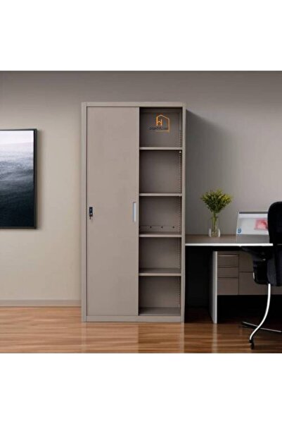 Al Saadah Home خزانة مكتبية معدنية - 40×85×180 سم - بيج
