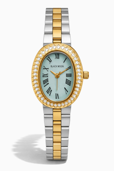 Black Moon Women's Watch in Gold and Silver Color