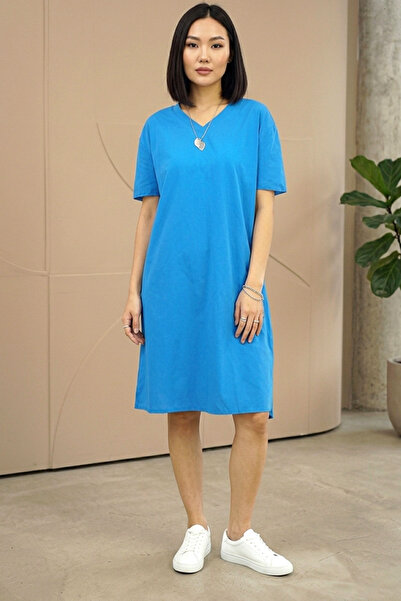 dorbe women's casual v-neck t-shirt style relaxed fit cotton summer dress