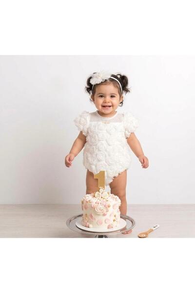 Butik 3D GÜL DETAYLI KIZ BEBEK SALOPET ELBİSE ÖZEL GÜN FOTORAF ÇEKİMİ DOĞUMGÜ...