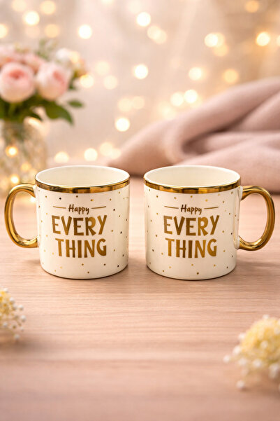 YzHome طقم من 2 كوب شاي وقهوة من البورسلين المطلي بالذهب، كوب قهوة تركي مزدوج...