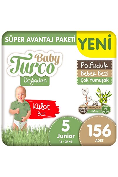 Baby Turco Doğadan Süper Avantaj Paketi Pofuduk Külot Bez 5 Numara Junior 156...