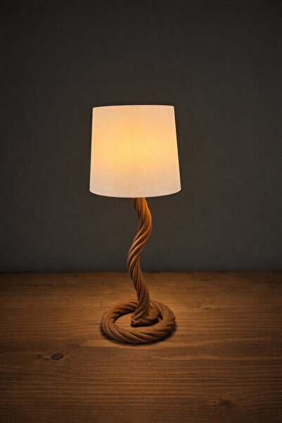 Miniature Lampshade / Table Top Decor Lamp with Rustic Rope Design
