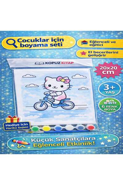 KOPUZ KİTAP Çocuk Boyama Seti Tuval 20x20 cm Eğitici Aktivite Seti