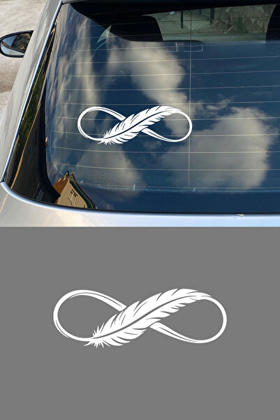 New Jargon Feather Patterned Infinity Sign Car Sticker - Minimal Car Accessor...