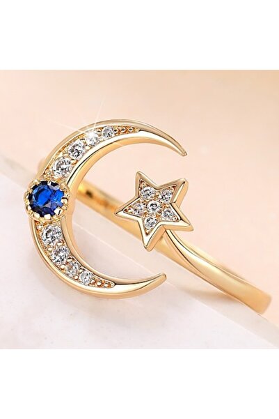 OEM Λεπτεπίλεπτο δαχτυλίδι με φεγγάρι και αστέρια, επιχρυσωμένο με χρυσό 18Κ ...