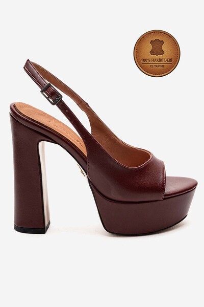 Ayakkabı Ateşi Γνήσιο δέρμα μπορντό, ανοιχτή πλατφόρμα στην πλάτη, με τακούνι...