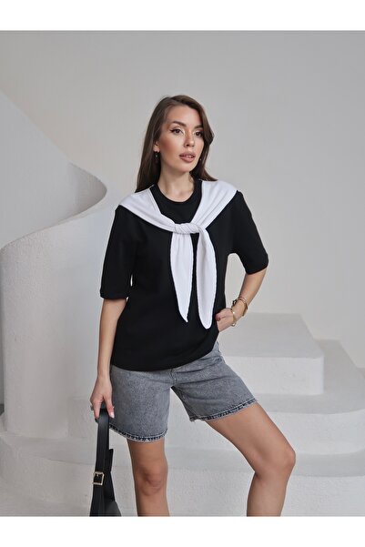 Paw Garage Tricou de damă Sally cu detalii șal