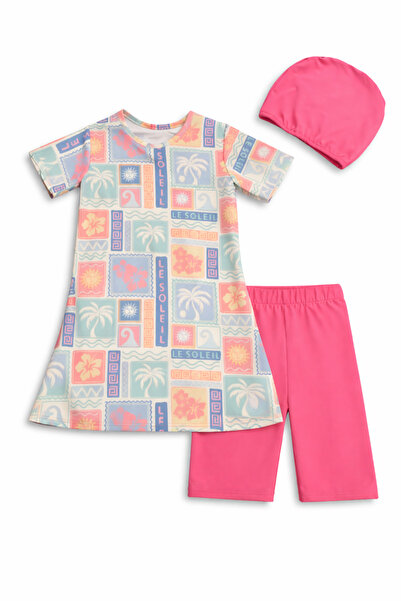 Beniizle Κοριτσίστικο Τριπλό Σετ Μαγιό με Φούστα και Μπονέλ