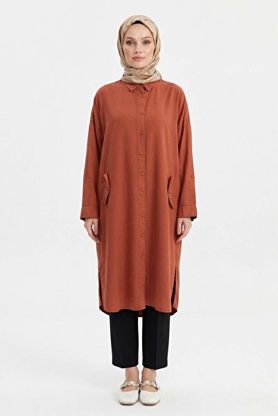 Lale Butik Lyocell Shirt Long Tunic 7509 Tile