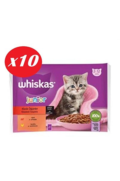 Whiskas Junior Yavru Kedi Sığırlı Tavuklu 4X85 Gr Set 10'lu