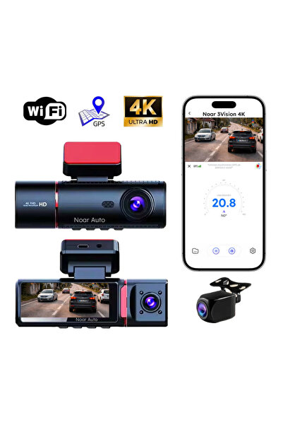 Noar Auto ΤΡΙΠΛΗ ΚΑΜΕΡΑ ΑΥΤΟΚΙΝΗΤΟΥ - NOAR 3VISION 4K, ΑΙΣΘΗΤΗΡΑΣ ΚΡΟΥΣΗΣ, GP...
