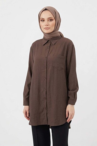 Lale Butik Lyocell Shirt Tunic 4373 Brown