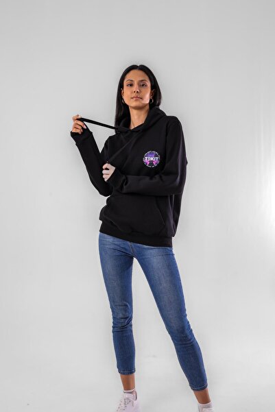 Texit Exvaild Μαύρο Ουνισέξ Φούτερ με κουκούλα