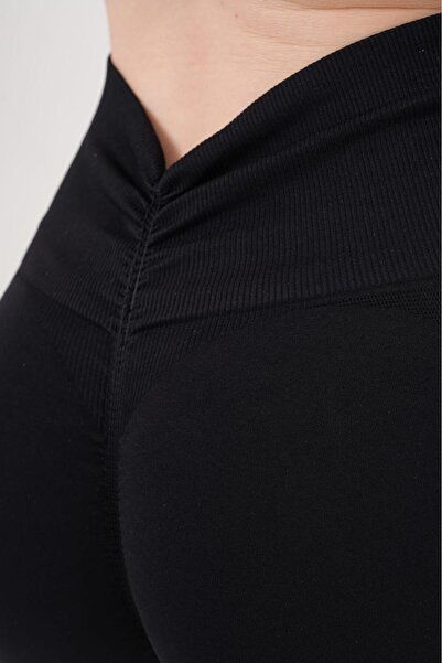 Oğuz Spor GİYİM Arkası büzgülü seamless push-up spor tayt