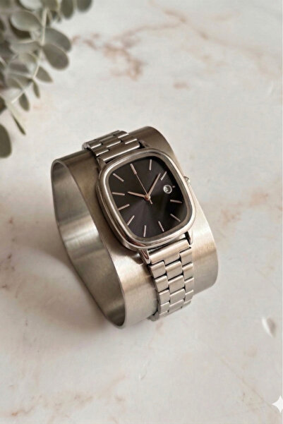 OQQO Serenya Rectangular Case Black Dial Gray Cord Women's Wristwatch