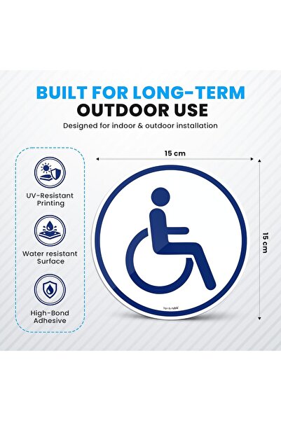 RUBIK 2 Pack Self Adhesive Disabled Handicap Sticker, Decal Sign for Car Body Window Bumper 15cm Round