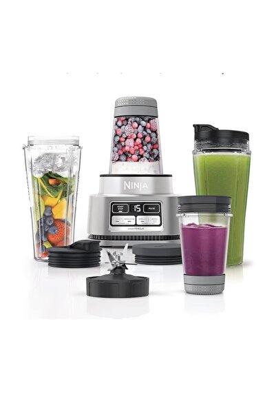 NINJA CB102ME Nutri Blender 2-in-1 1100W Smoothie Maker with Cups & Bowl Silver