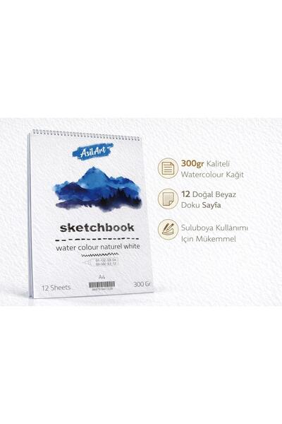 Artdesign Üstten Spiralli A4 Sketch Pad Sulu Boya Defteri 300gr 12yp