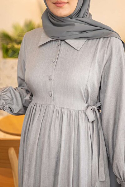 Nissra Ankanoor Φόρεμα Τζιν με Μισό Πάτο και Πλαϊνά Δεσίματα 145 εκ. ANKA265145