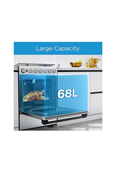 Midea 60x60 Freestanding Gas Cooker 4 Burners Oven Grill Stainless Steel BME62058FFD-D