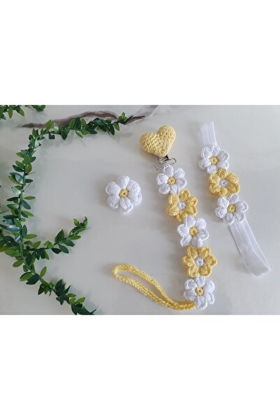 TrendTokaAksesuar El Örgüsü Bebek Hediye Bandana Emzik Askısı Ve Saçsız Bebek...