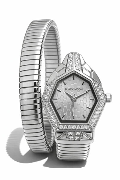 Black Moon Women's Snake Wrap Watch in Silver