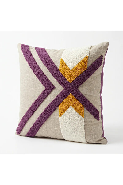 shop 2’li Kırlent Kılıfı El Emeği Punch Nakışlı Geometrik Desen