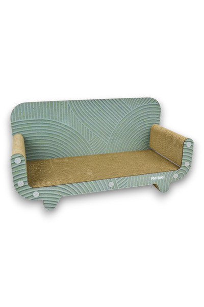 Rotipet Karton Kedi Tırmalama Desenli Koltuk Yeşil Desenli 59x30x25cm