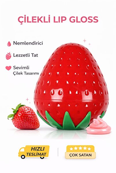 Frapan Çilek Şekilli Lip Balm Nemlendirici Dudak Parlatıcısı - Sevimli Tasarım