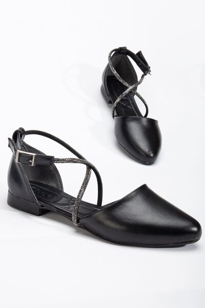 Moda Eleysa Palmeira Women's Black Stone Closed Back Toe Orthopedic Ballerinas