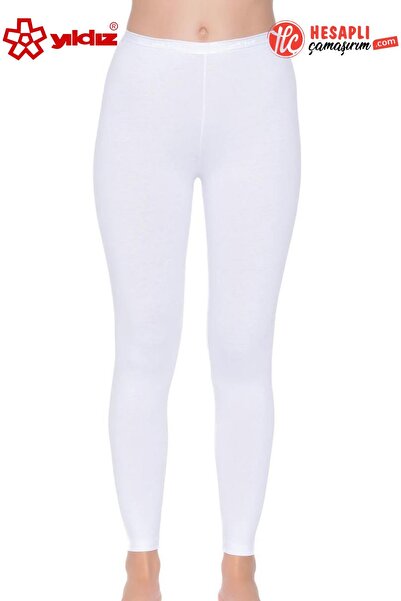 YILDIZ 3645 Premium γυναικείο κολάν με ψηλή μέση γραμμή, λευκό βαμβακερό Lycr...