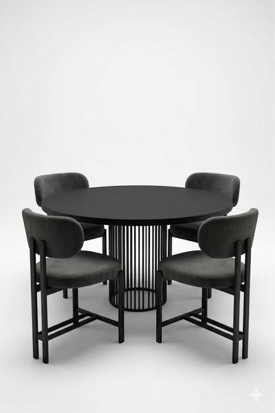 EDMONDA EV AKSESUAR LİZA MUTFAK MASASI TAKIMI YEMEK ODASI TAKIMI 100 CM ÇAP 4...