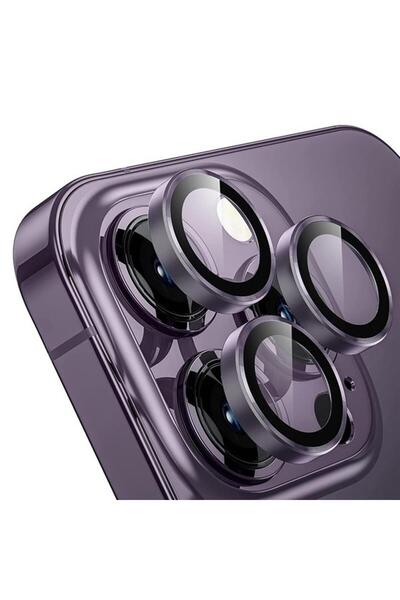 bzontech واقي عدسة الكاميرا متوافق مع هاتف iPhone 14 Pro Max باللون الأرجواني