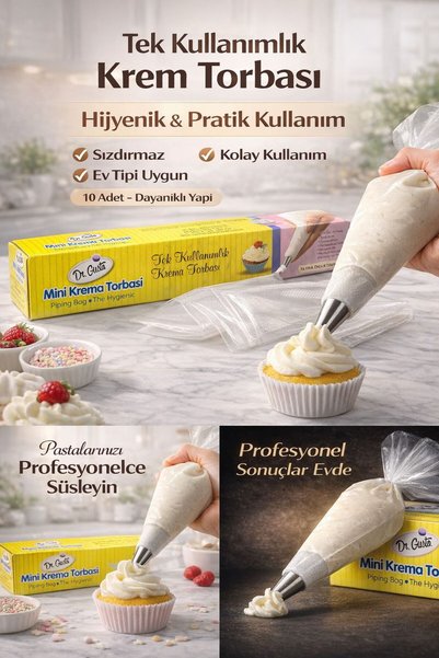 Dr. Gusto Krem Torbası 10’lu – Profesyonel Pasta & Tatlı Süsleme İçin Tek Kul...
