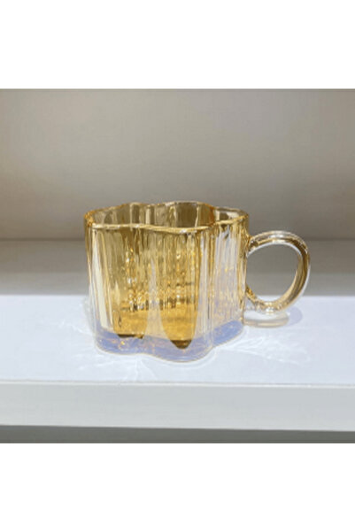 Midi Unique Ripple Design 280ml Amber Colored Glass Coffee Mug