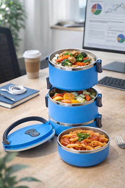 Hevia Home FreshBox 3 Katlı Sızdırmaz Yemek Termosu- Microdalga'da Isınabilen...