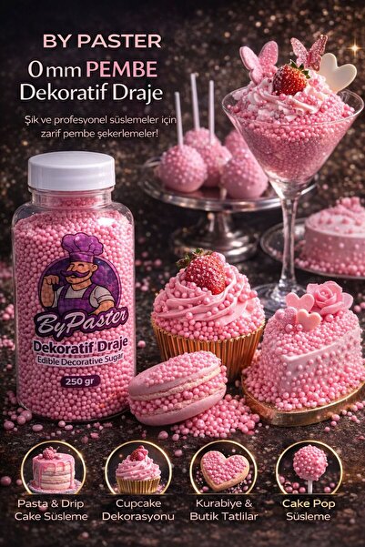 By Paster Pembe Dekoratif Draje 0 mm 250 Gr – Mikro Pasta & Tatlı Süsleme Şekeri