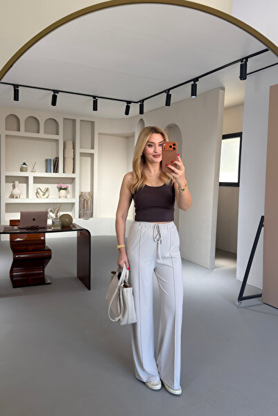 Sezgi Tekin Παντελόνι Scuba με πέτρινη ραφή μπροστά